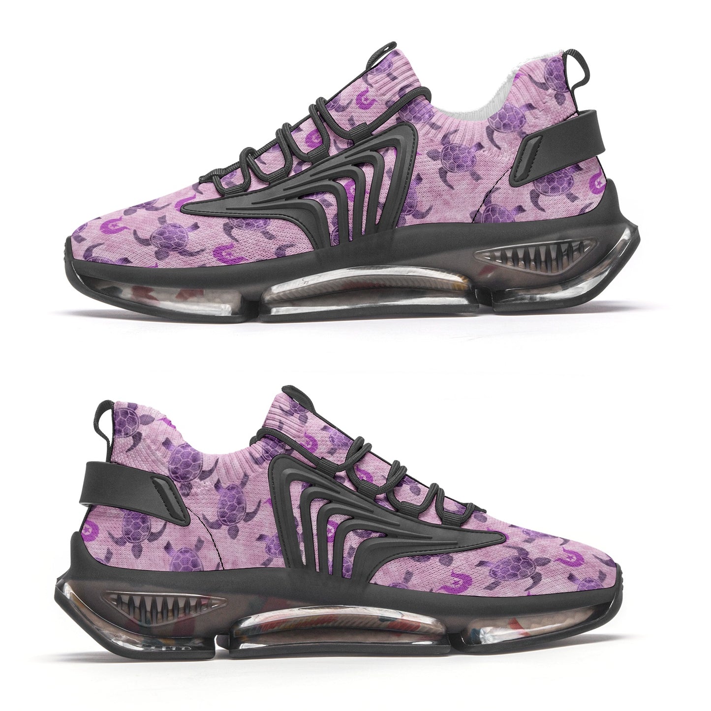 Purple Turtle Pattern on Unisex Low Top Mesh Sneakers