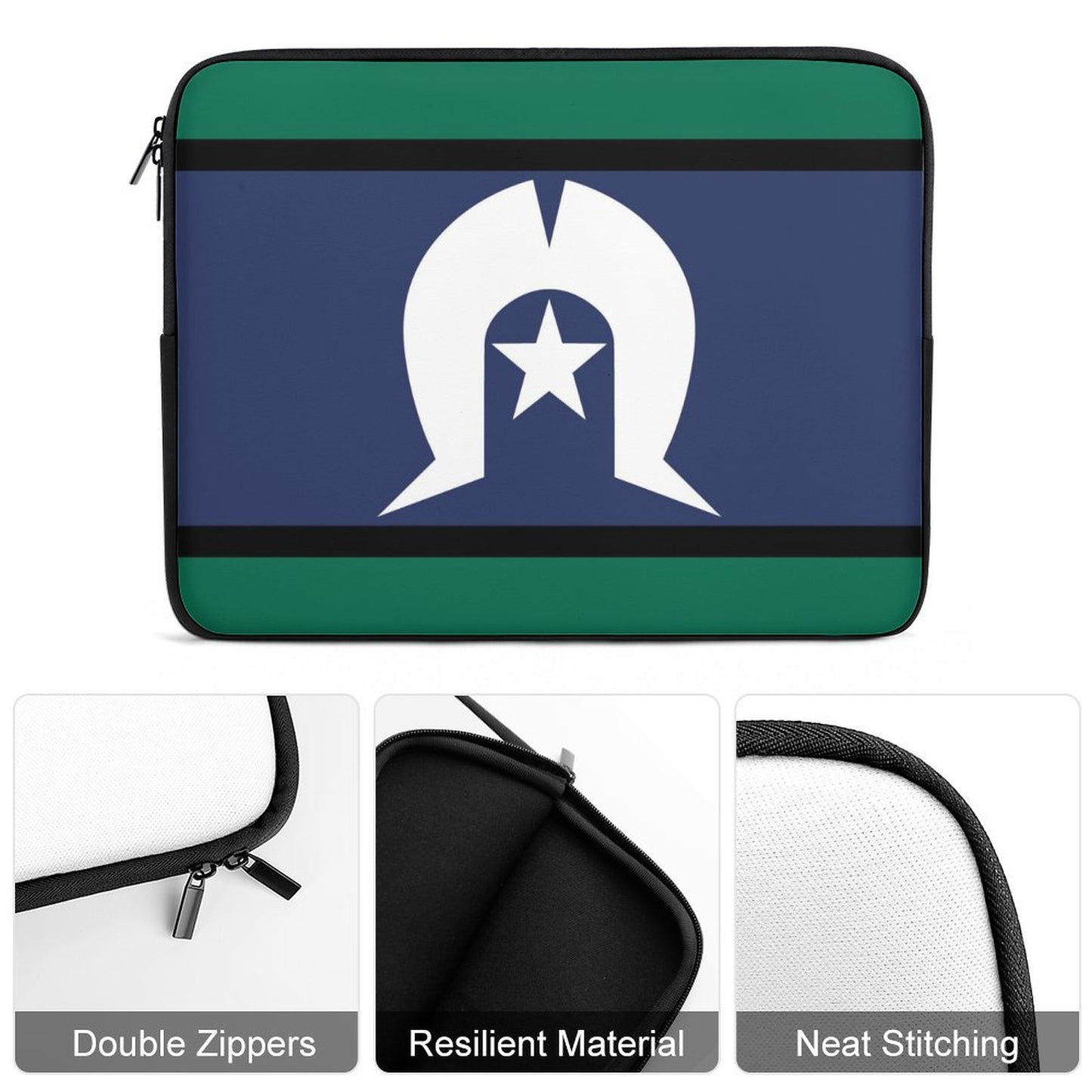 Torres Strait Flag on Laptop Case (1 Picture on 2 Sides)