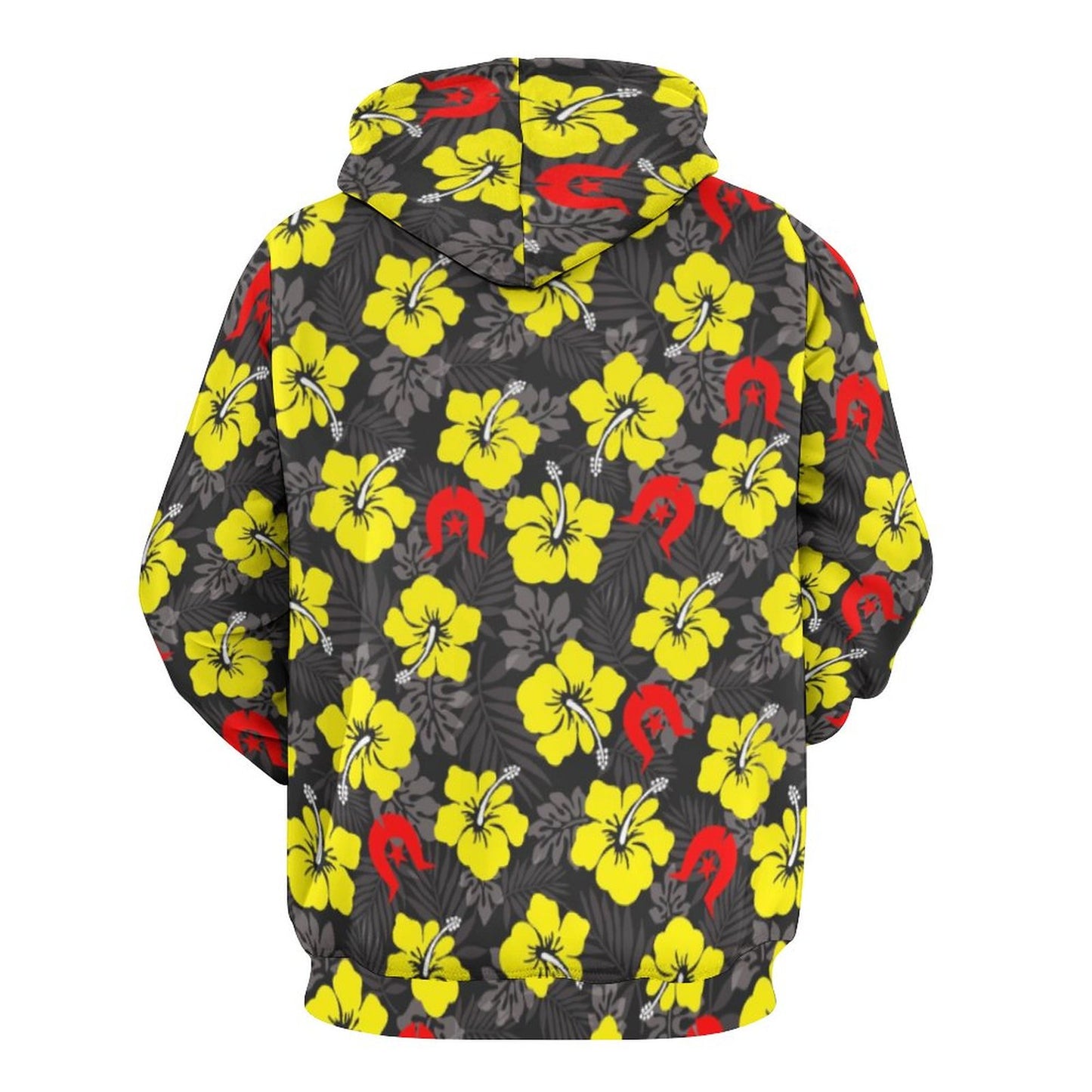 Royal yellow Hibiscus with Red Dhari on Men's Cool Hoodie with Double-layer Cap