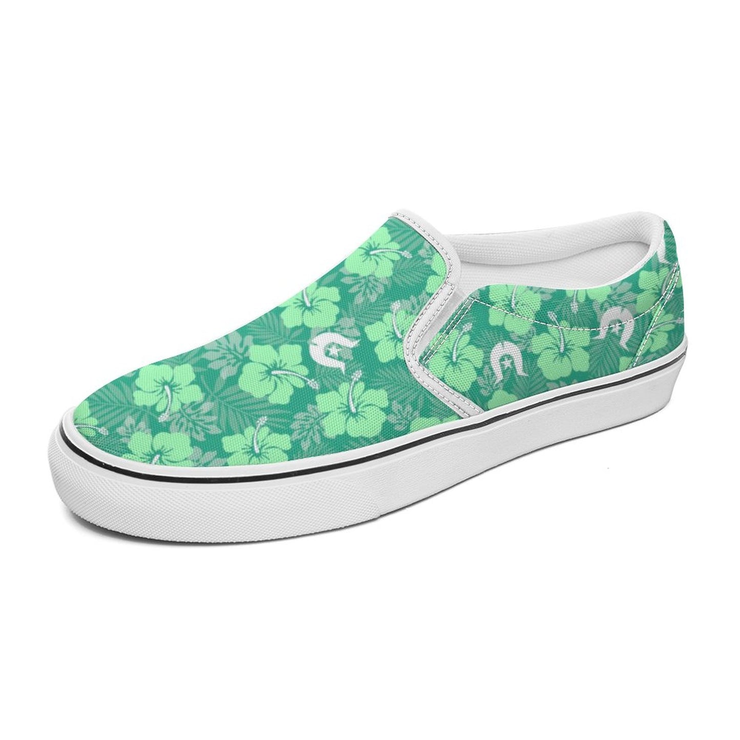 Hibiscus flowers with Dhari (Royal mint) on Canvas Shoes for Teenagers