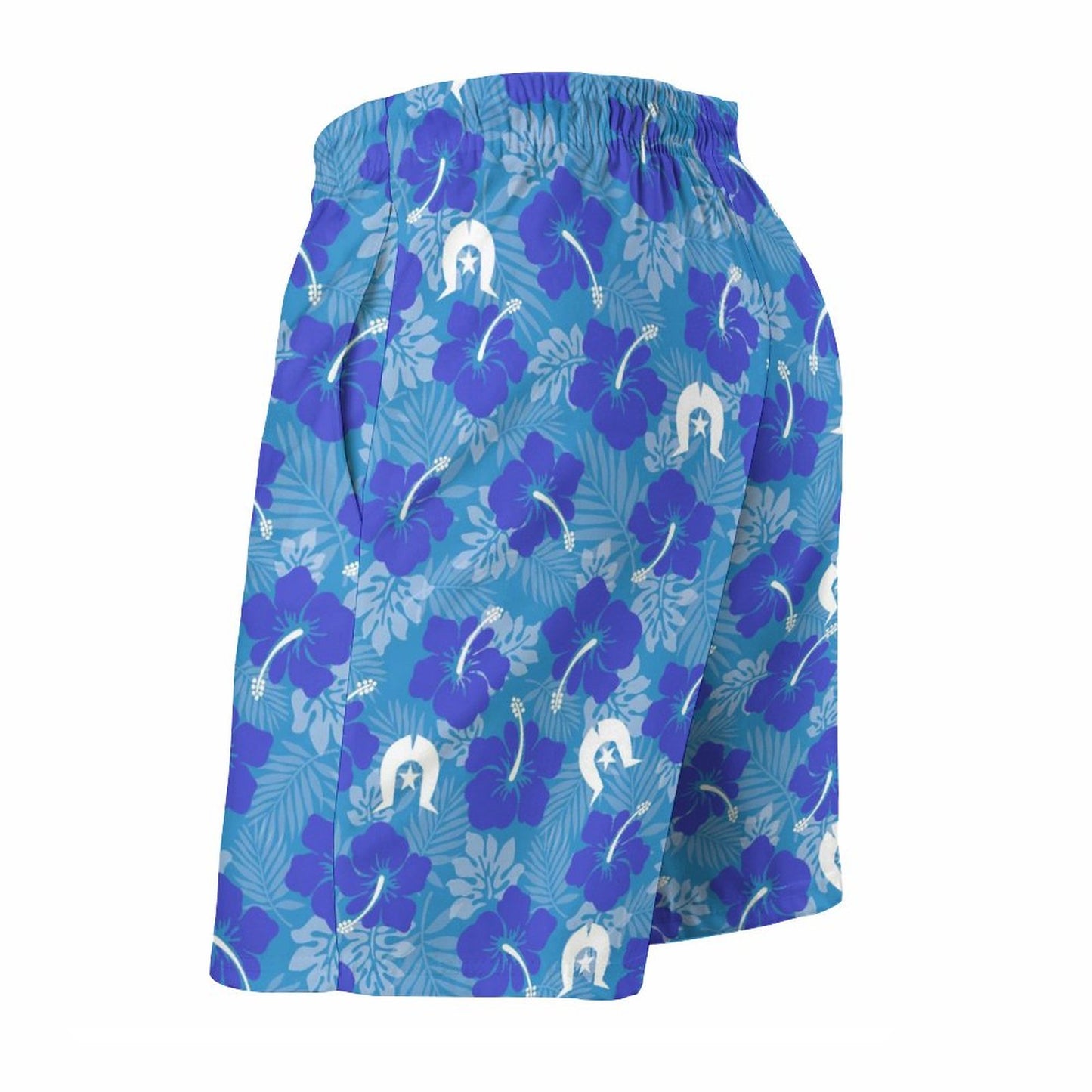 Hibiscus flowers with Dhari (Royal blue) on Men's Board Shorts