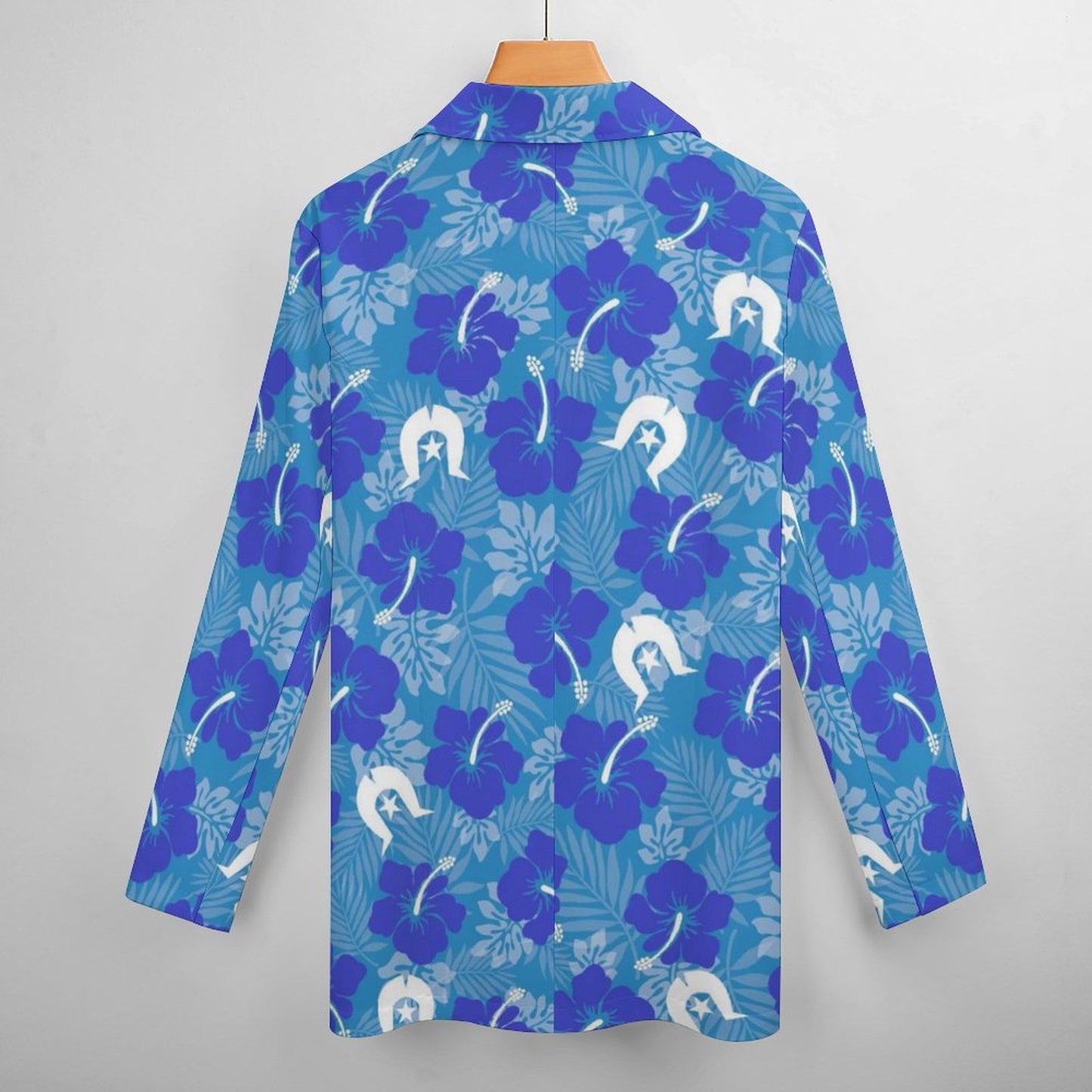 Hibiscus flowers with Dhari (Royal blue) on Women's Blazer