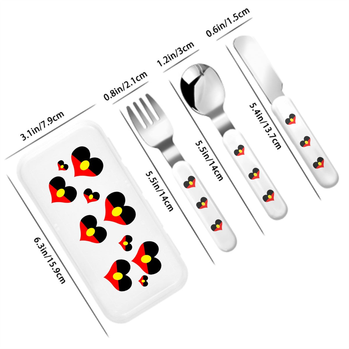Heart-shaped Aboriginal Flag on Kids Cutlery Set Straight Handle