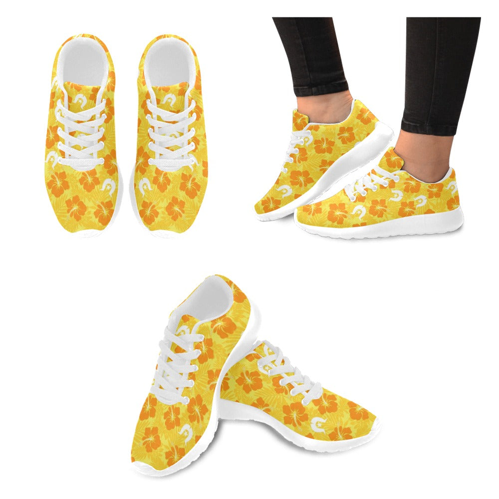 Hibiscus flowers with Dhari (Gold) on Kid's Sneakers