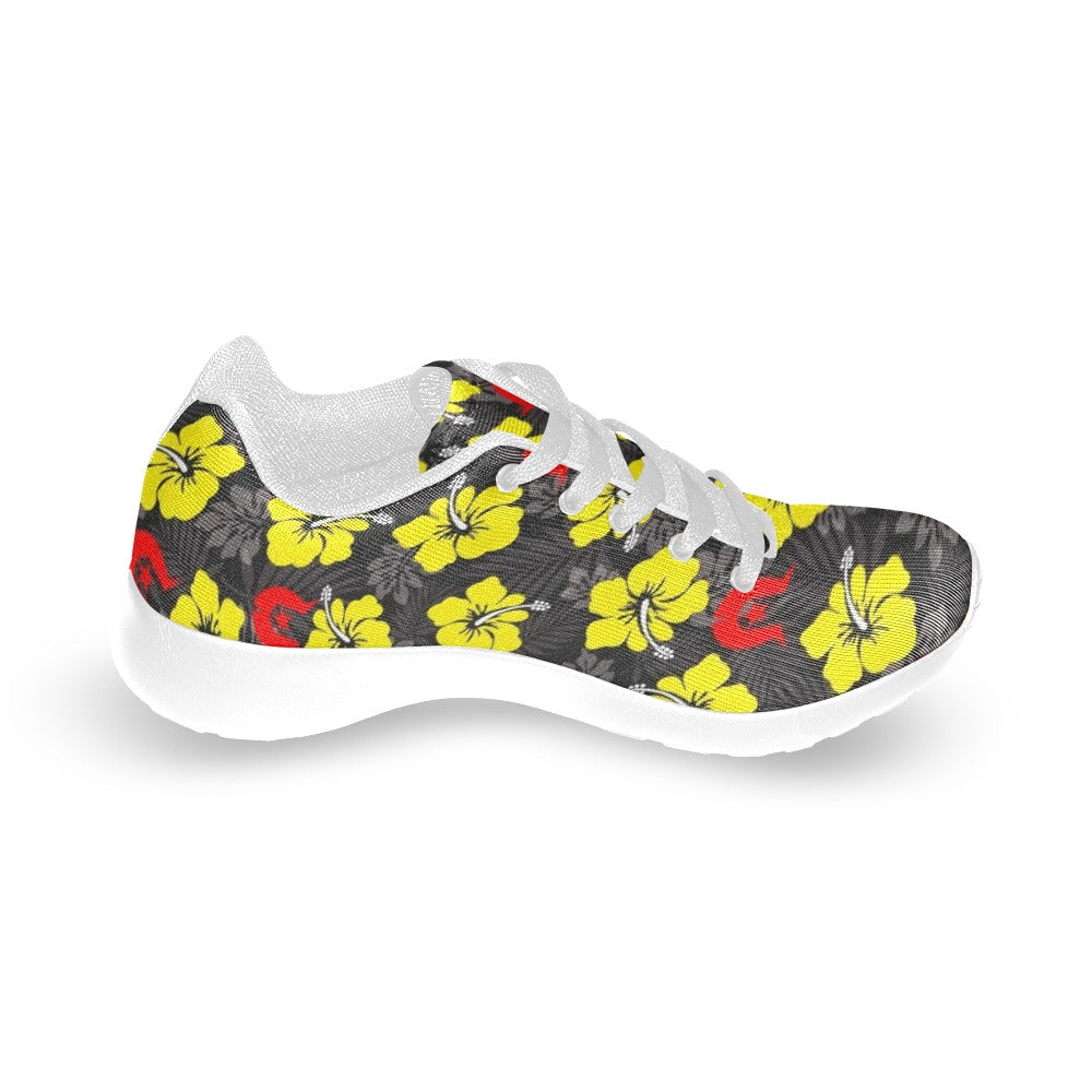 Royal yellow Hibiscus with Red Dhari on Kid's Sneakers