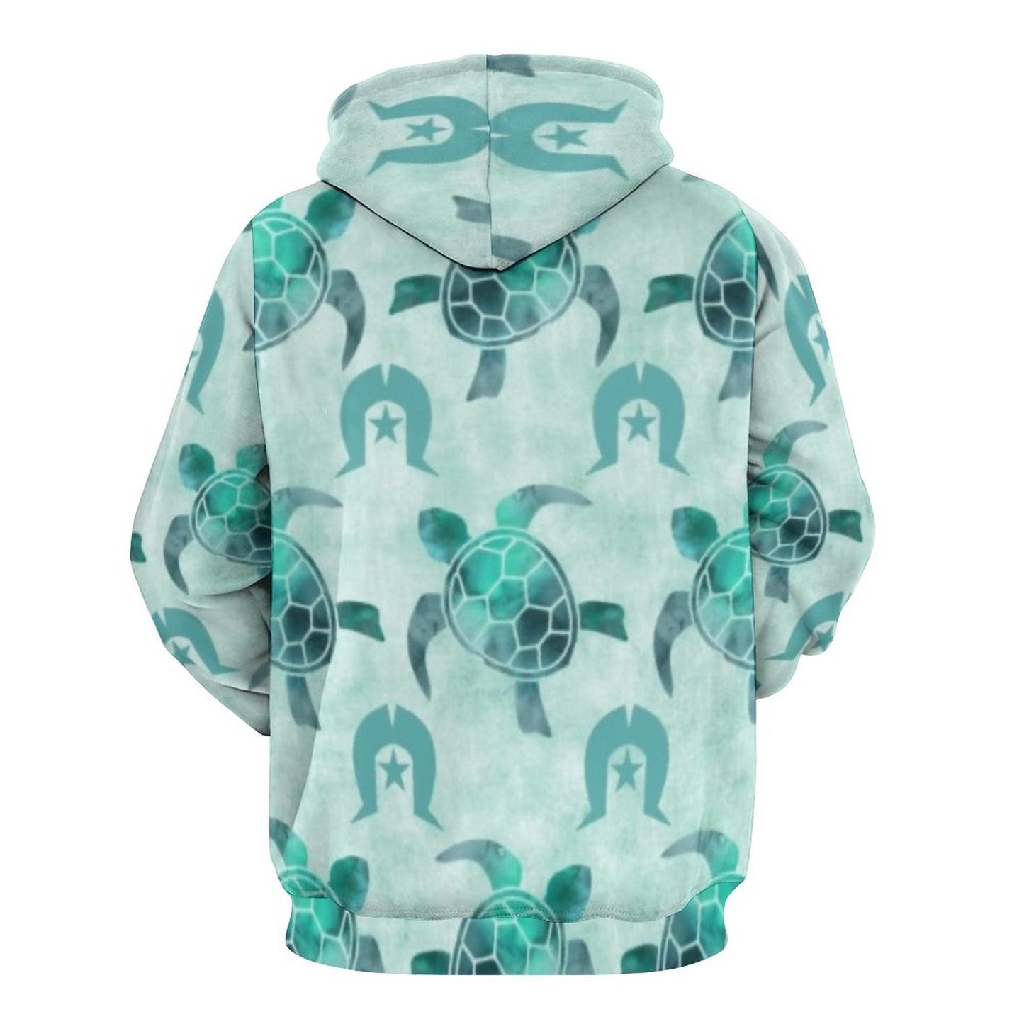Aqua Turtle Pattern on Men's Cool Hoodie with Double-layer Cap