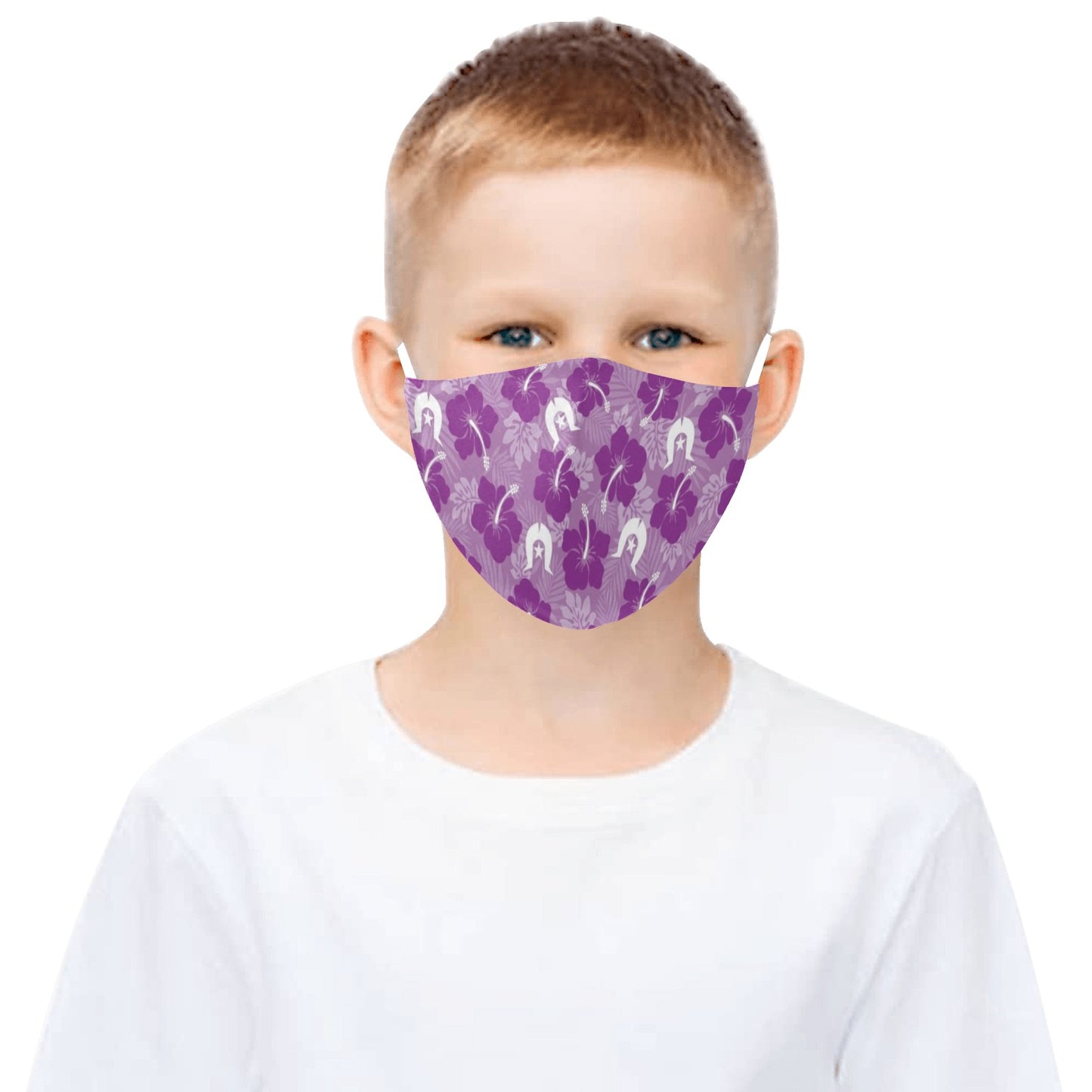 Hibiscus flowers with Dhari (Royal purple) on Face mask with Drawstring (Pack of 50)