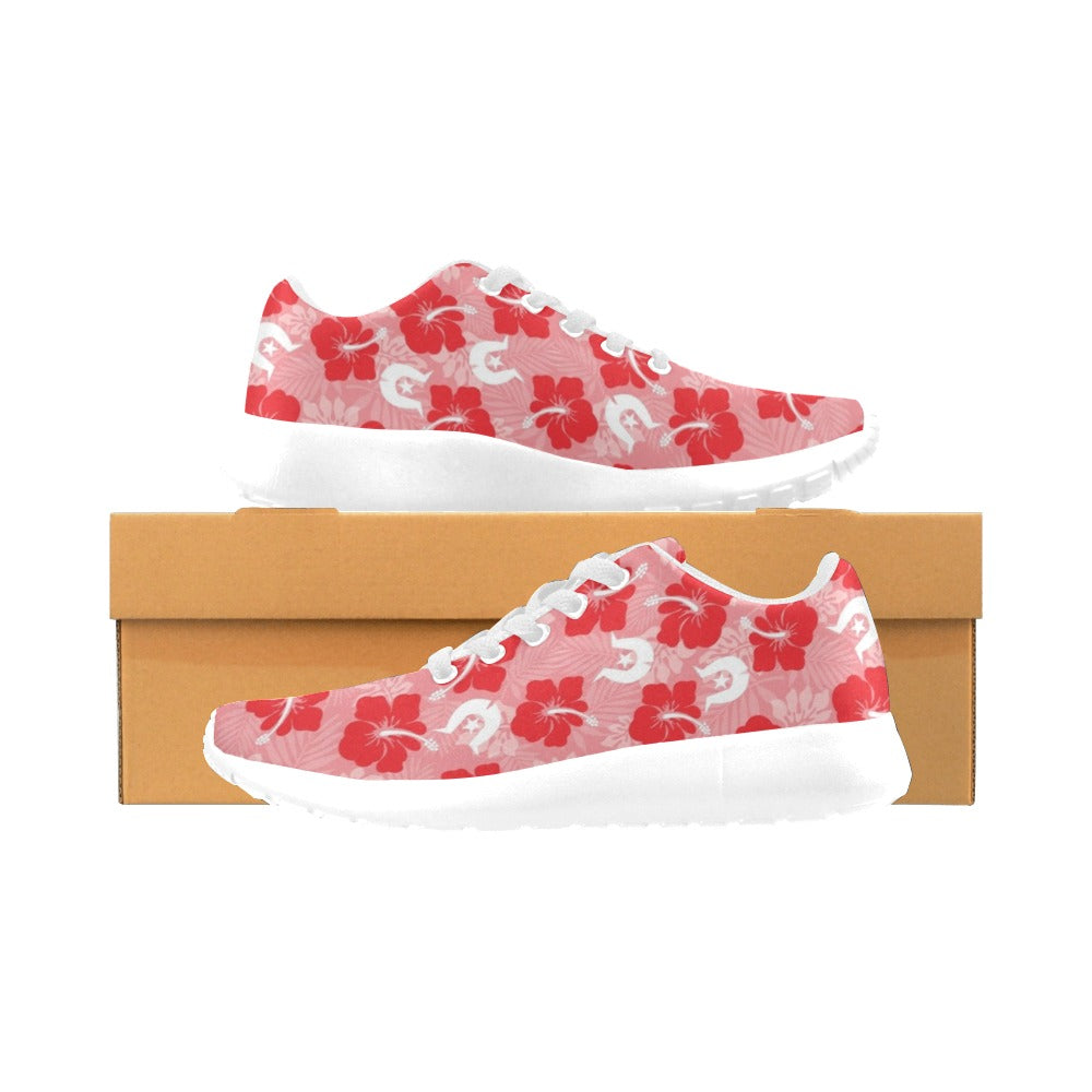 Hibiscus flowers with Dhari (Royal Pink) on Kid's Sneakers