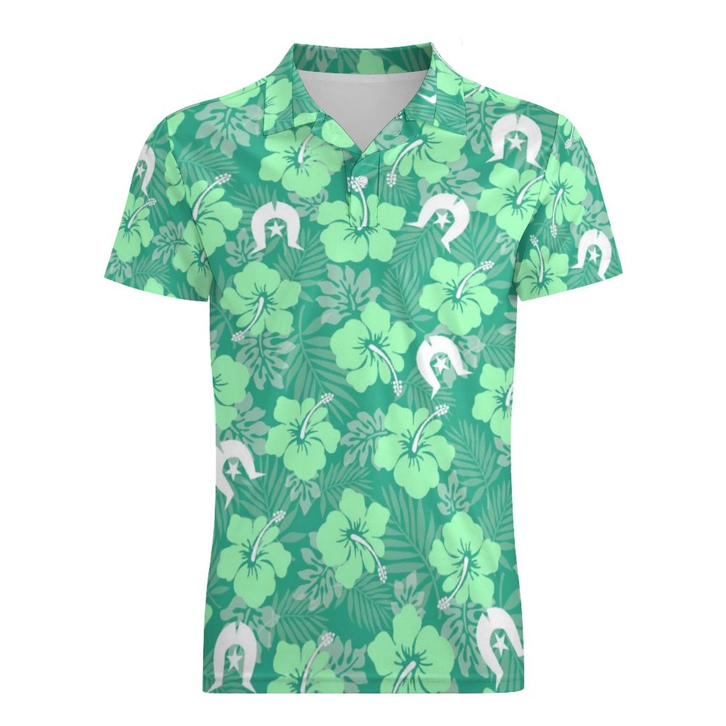 Hibiscus flowers with Dhari (Royal mint) on Short Sleeve Men's POLO