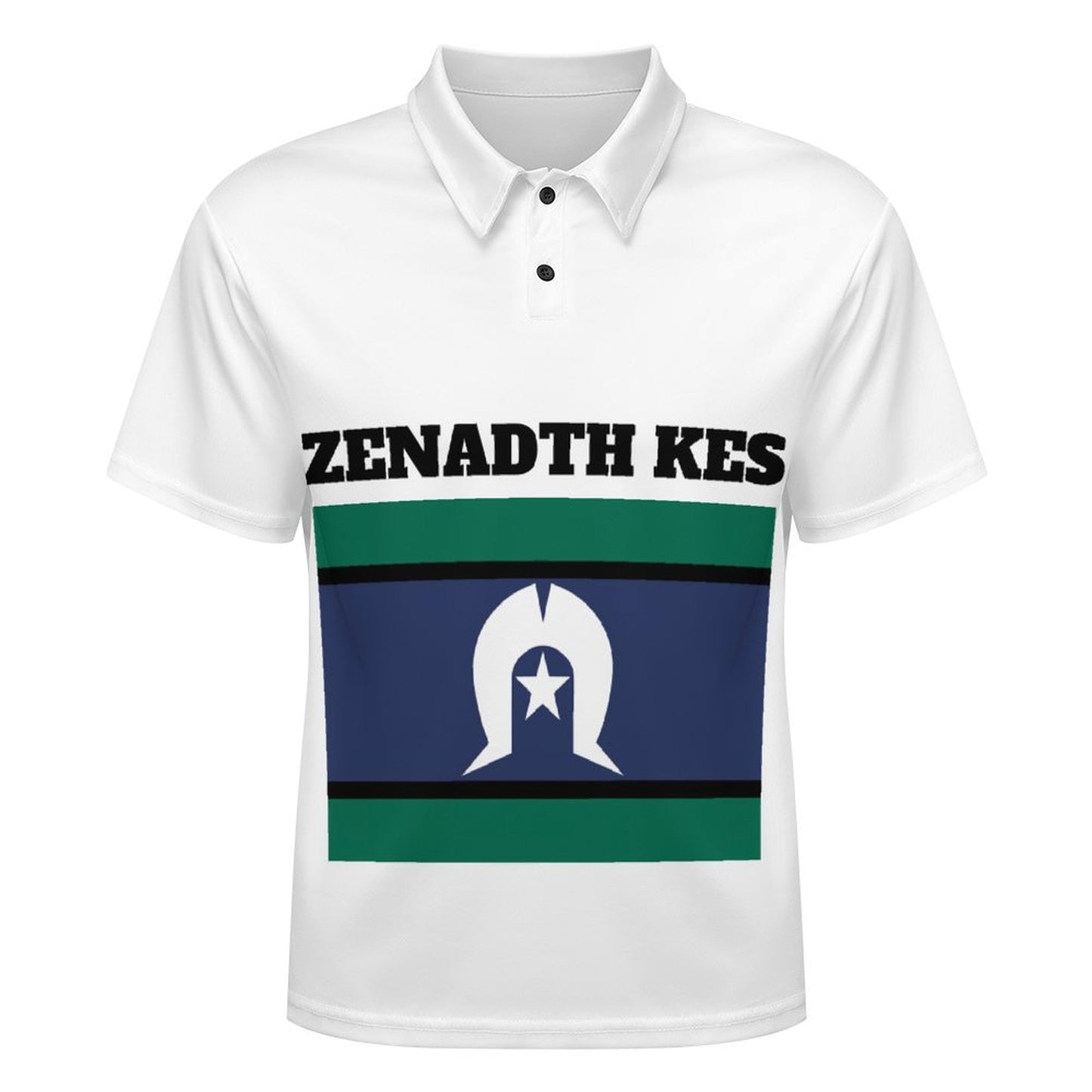 Torres Strait flag with words: Zenadth Kes on Women‘s Polo Shirt