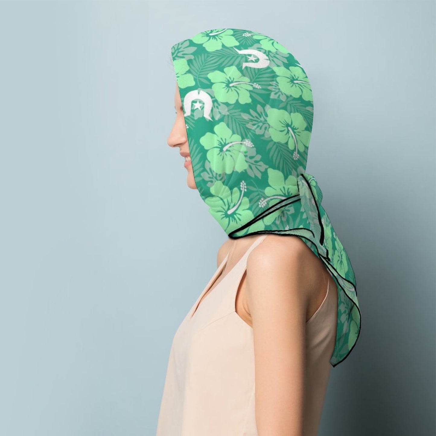 Hibiscus flowers with Dhari (Royal mint) on Women's Scarf