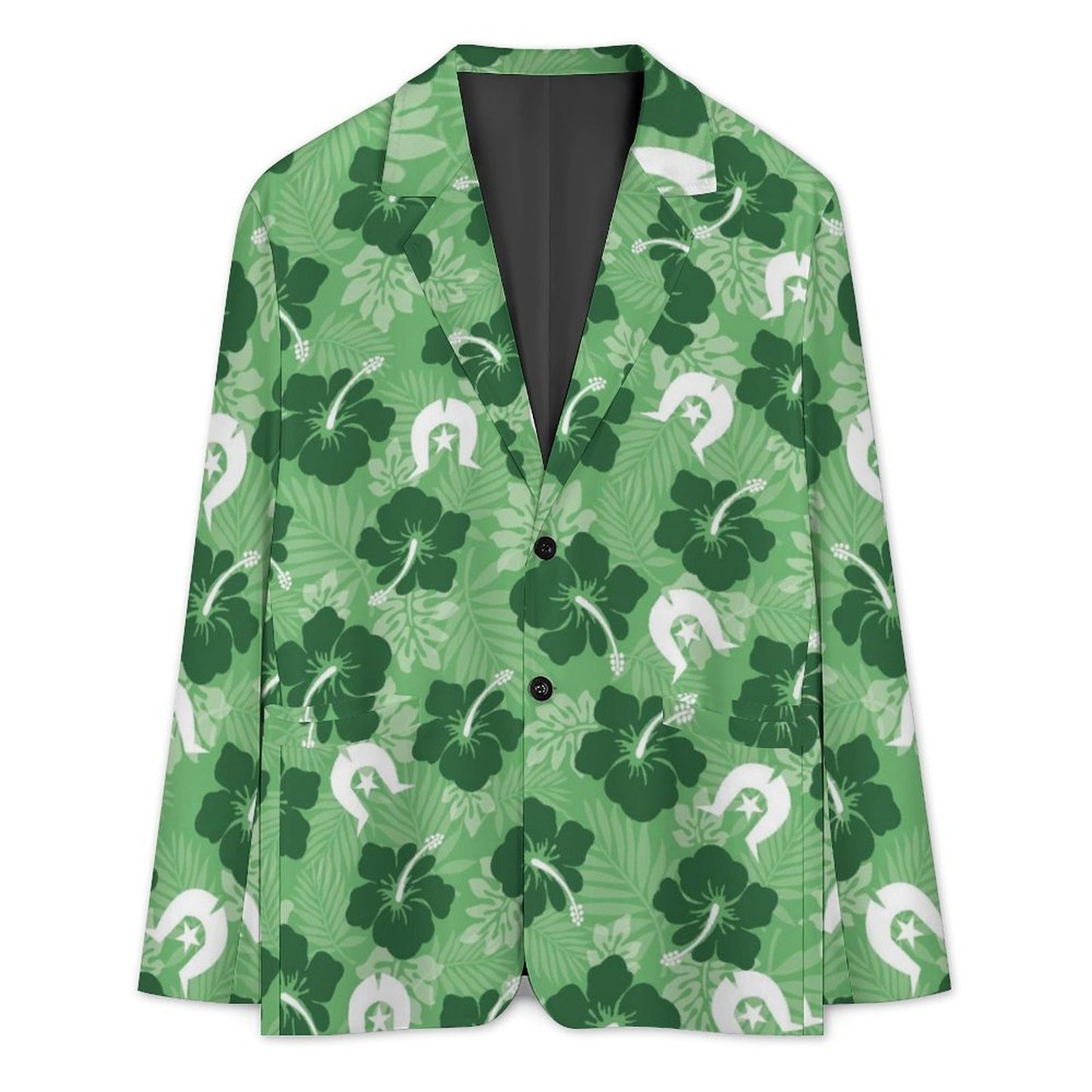 Hibiscus flowers with Dhari (Sea Grass Green) on Men's Blazer