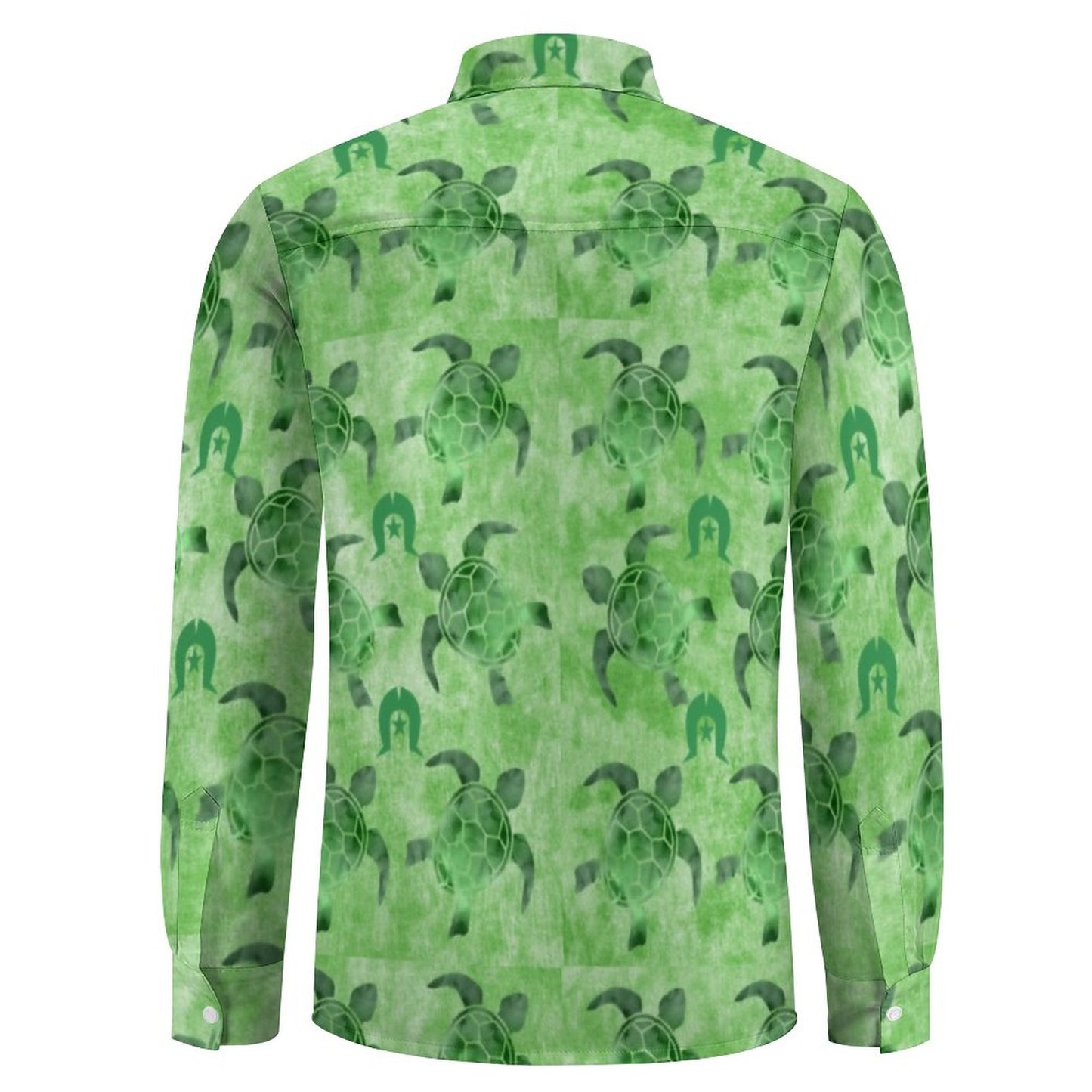 Green Turtle Pattern on Men's Long Sleeve Shirt