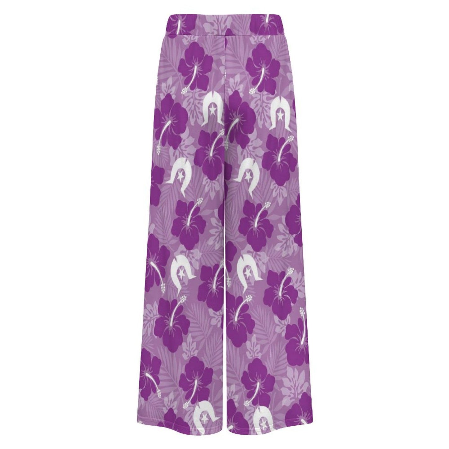 Hibiscus flowers with Dhari (Royal purple) on Women’s Wide-Leg Pants
