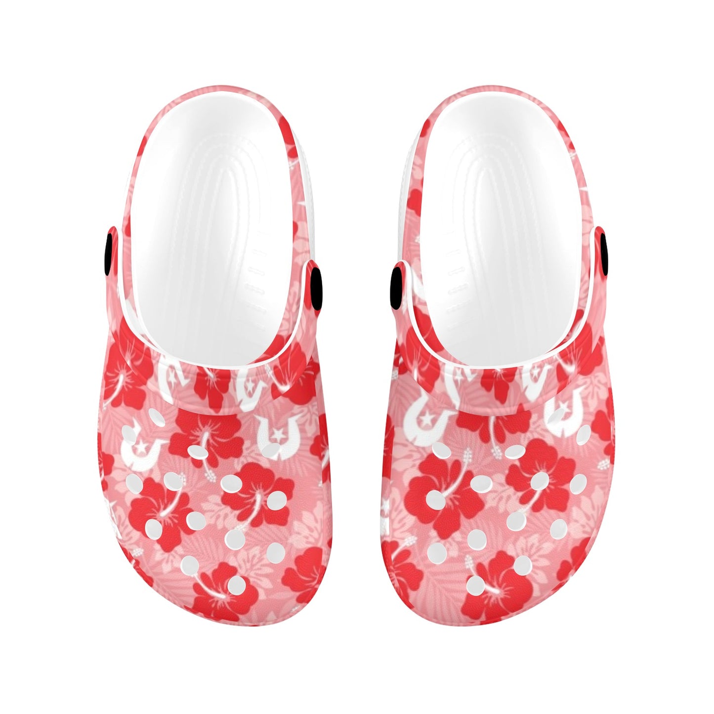Hibiscus flowers with Dhari (Royal Pink) on Kids Clogs