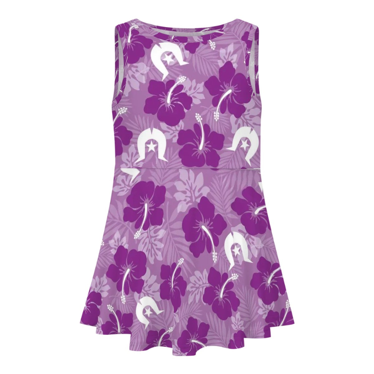 Hibiscus flowers with Dhari (Royal purple) on Girls Dress