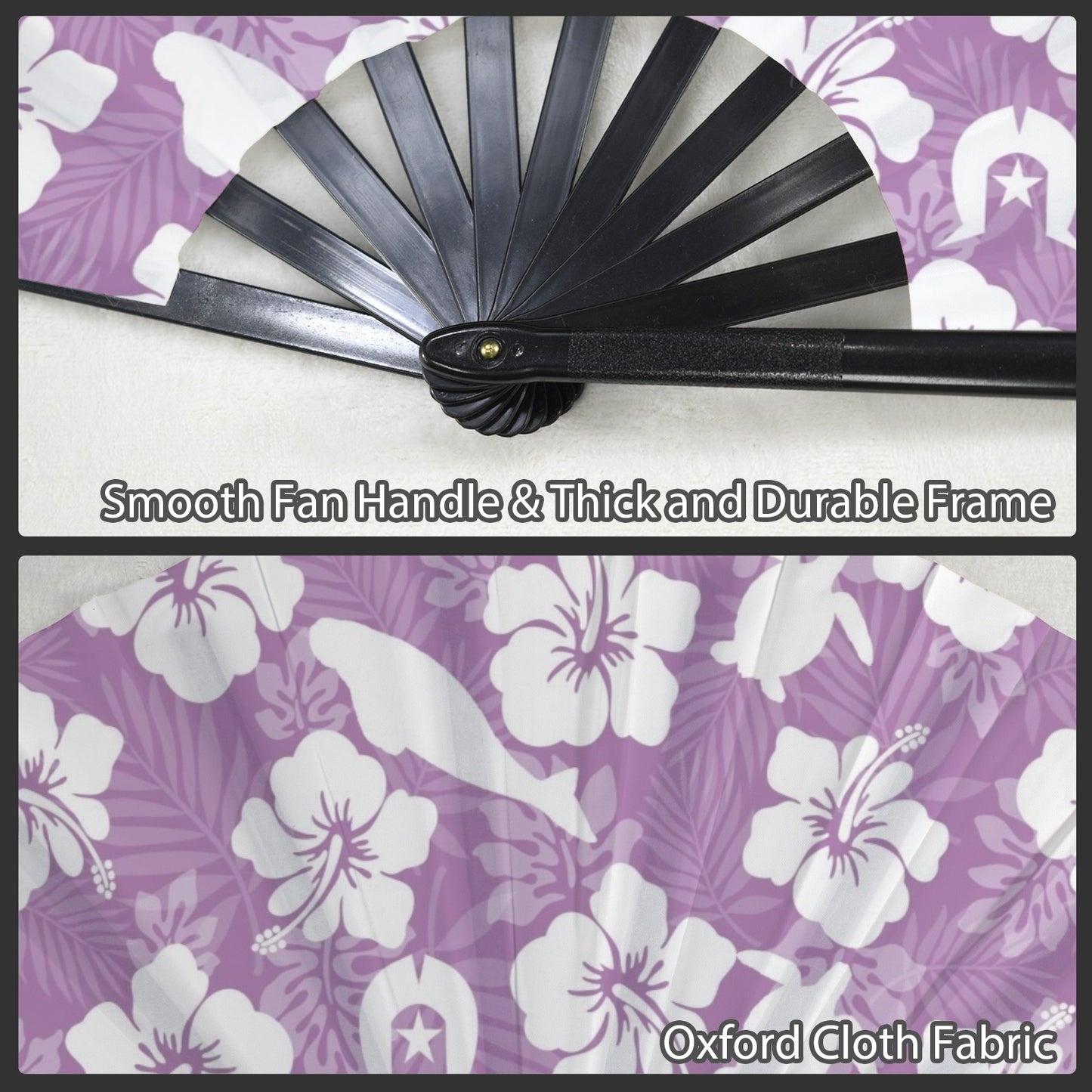 White Hibiscus flowers with Dugong, Turtle and Dhari on Folding Clack Fan