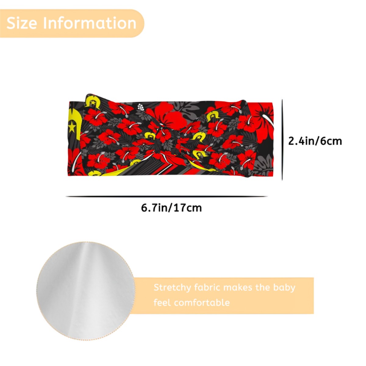 Royal Red Hibiscus with Yellow Dhari on Bowknot Baby Headbands