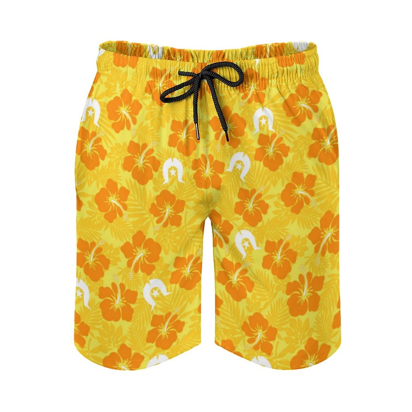 Hibiscus flowers with Dhari (Gold) on Men's Board Shorts