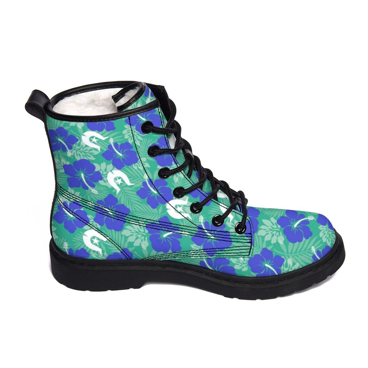 Royal Blue Hibiscus flowers with Dhari on Unisex Boots for Men and Women