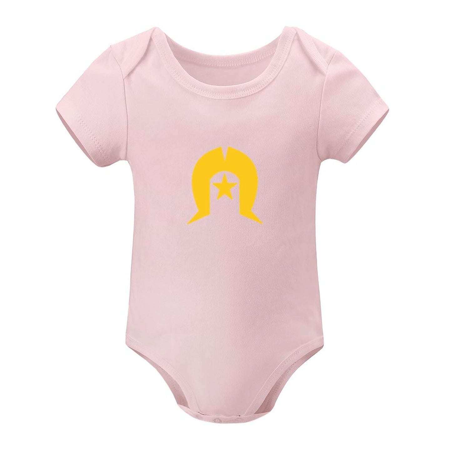 Gold coloured Dhari on Short Sleeve Baby Romper