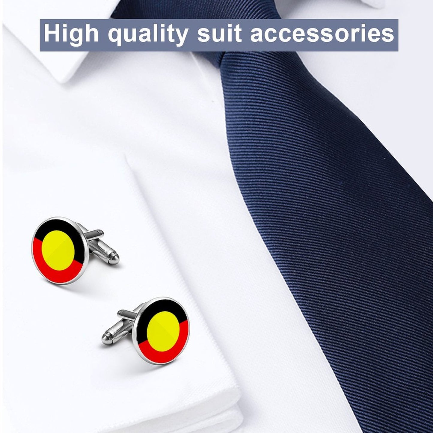 Aboriginal Flag on Shirt Cufflinks