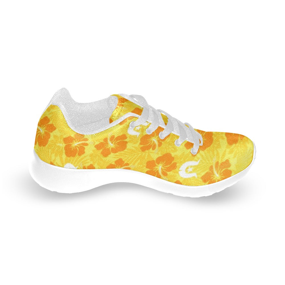 Hibiscus flowers with Dhari (Gold) on Kid's Sneakers