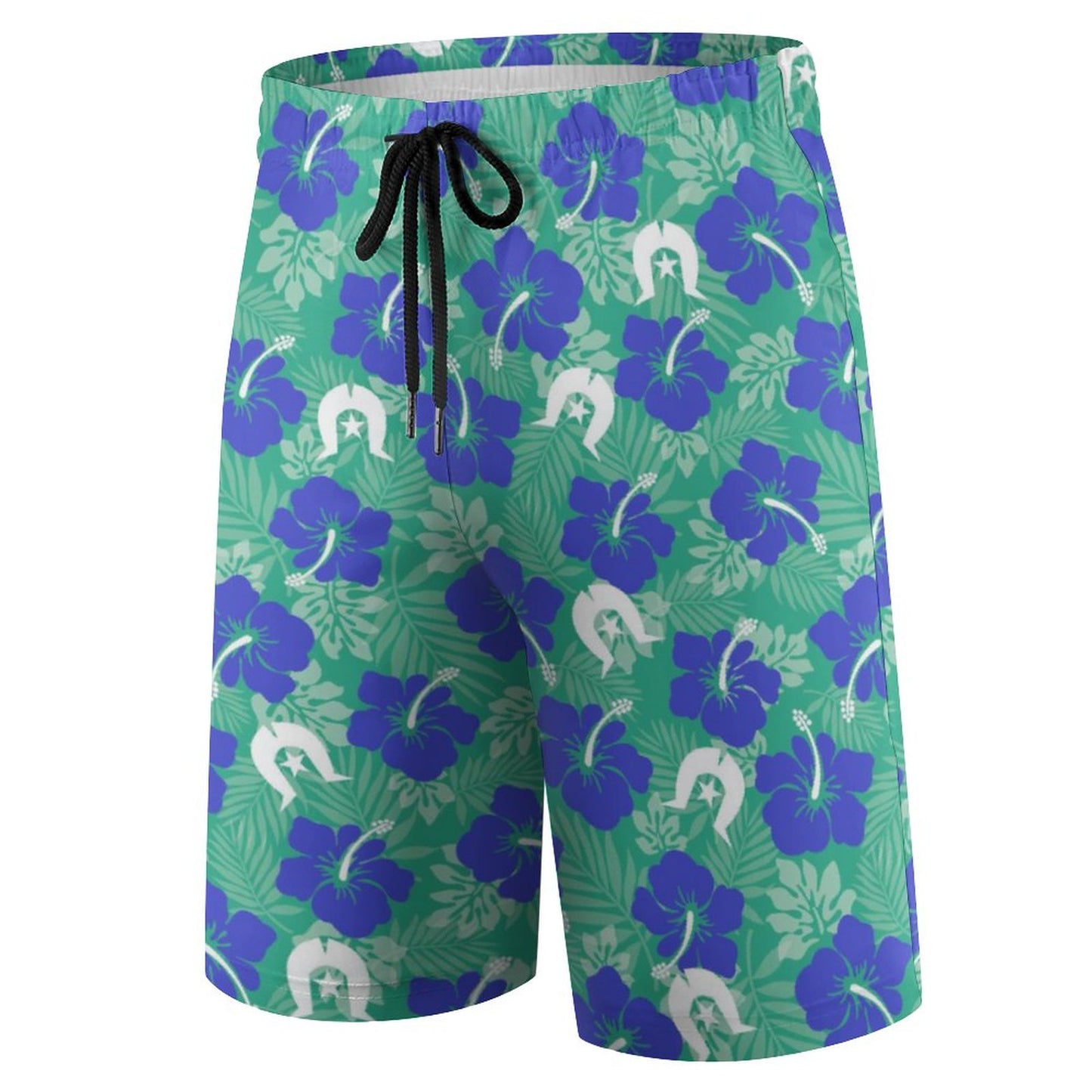 Royal Blue Hibiscus flowers with Dhari on Kid's Beach Pants