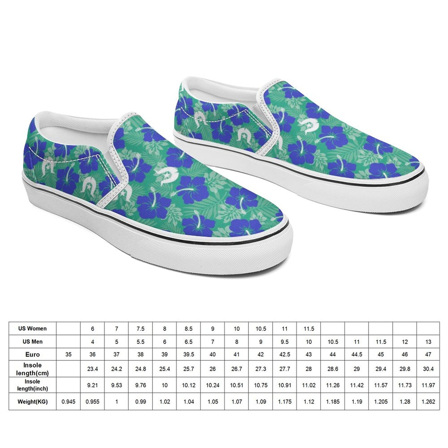 Royal Blue Hibiscus flowers with Dhari on Canvas Shoes for Teenagers