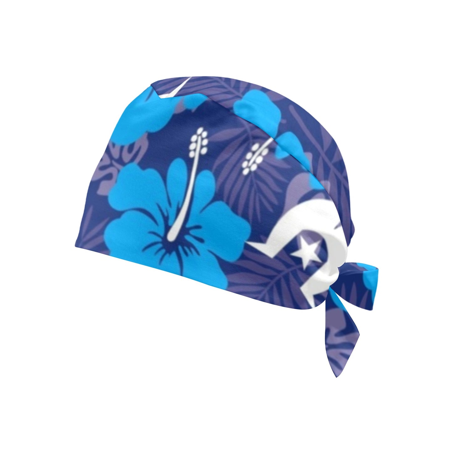 Hibiscus flowers with Dhari (Royal blue) on Scrub cap
