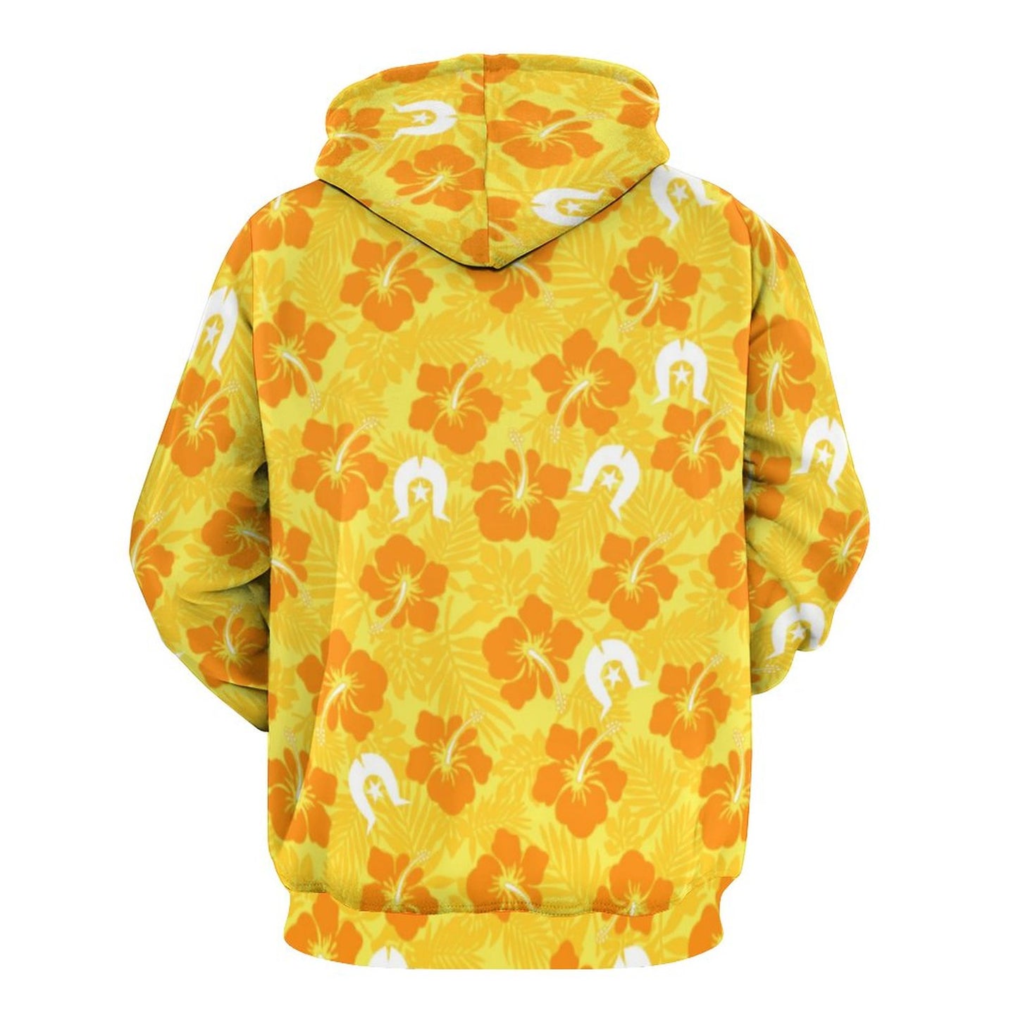 Hibiscus flowers with Dhari (Gold) on Men's Cool Hoodie with Double-layer Cap