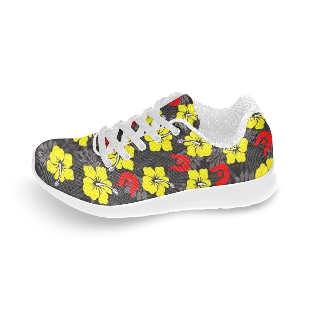 Royal yellow Hibiscus with Red Dhari on Kid's Sneakers