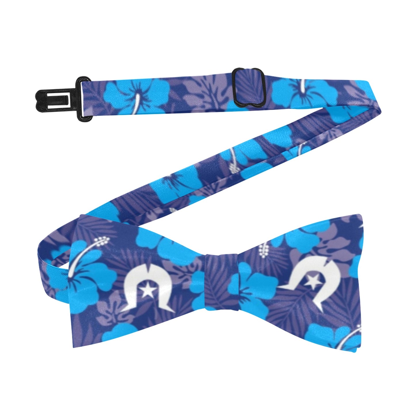 Hibiscus flowers with White Dhari (Royal blue) on Men's Bowtie