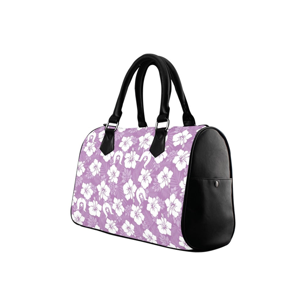 White Hibiscus and Dhari (Purple) on Custom Handbag