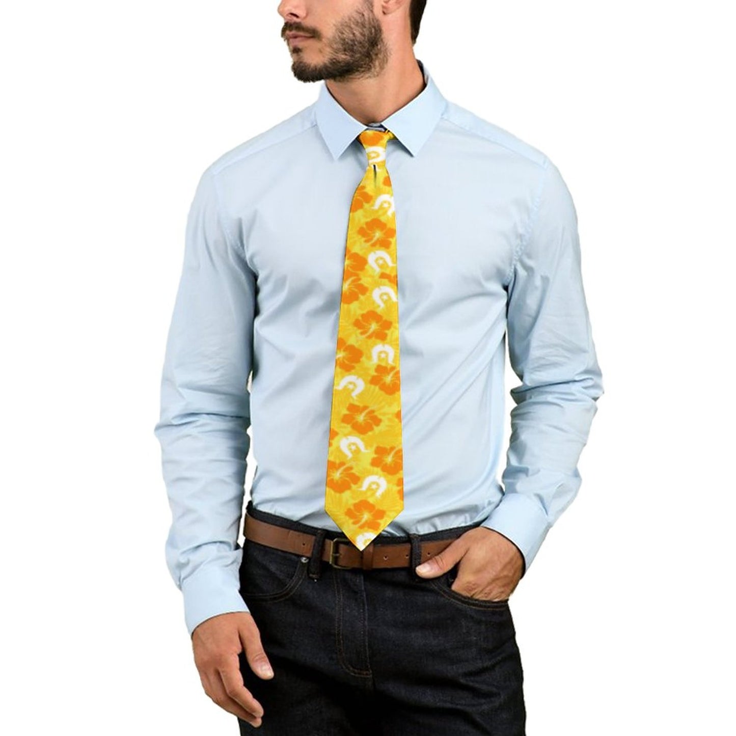 Hibiscus flowers with Dhari (Gold) on Men's Formal Tie