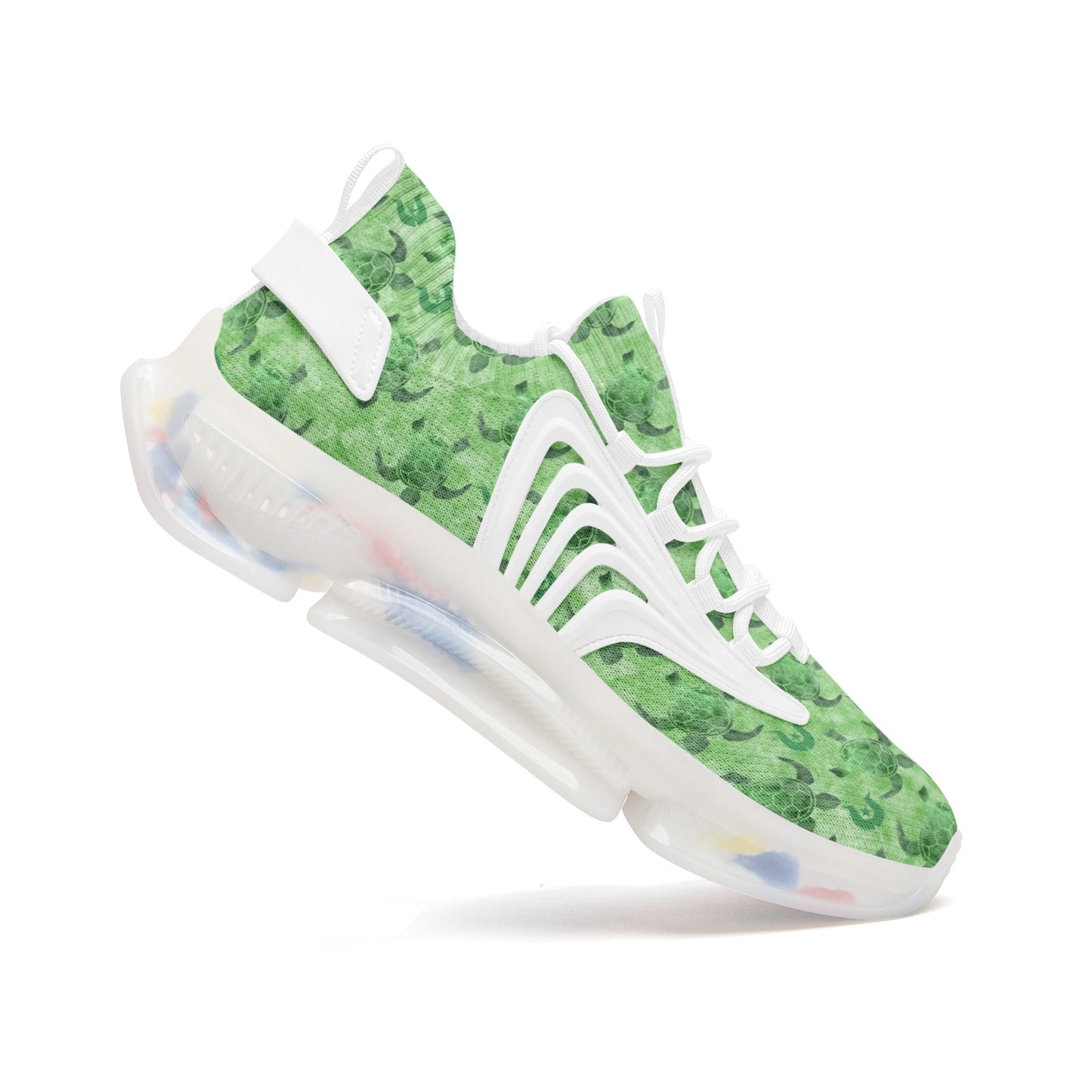 Green Turtle Pattern on Unisex Low Top Mesh Sneakers