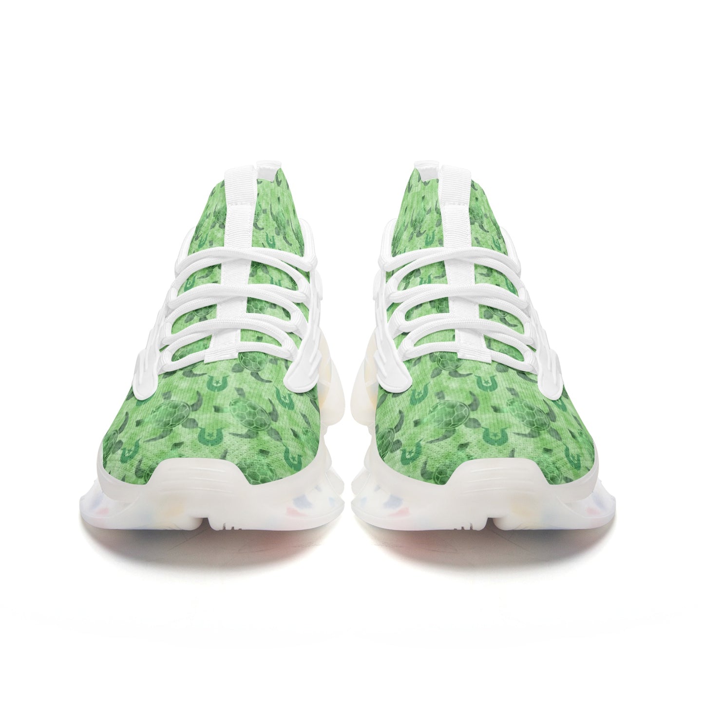 Green Turtle Pattern on Unisex Low Top Mesh Sneakers
