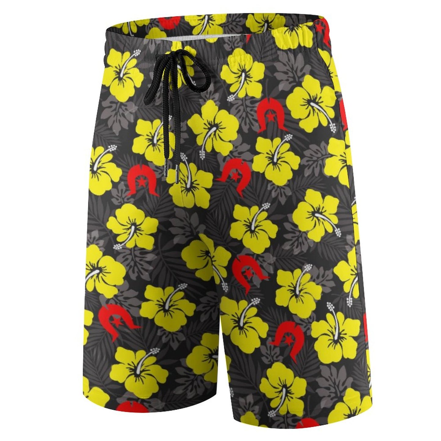 Royal yellow Hibiscus with Red Dhari on Kid's Beach Pants
