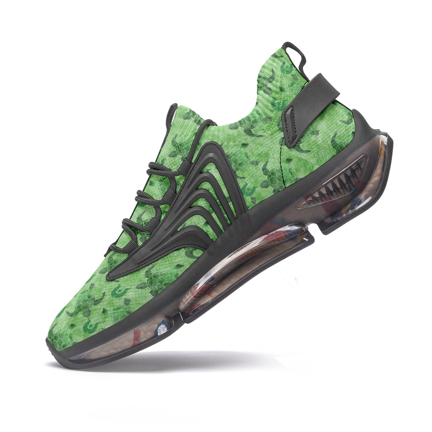 Green Turtle Pattern on Unisex Low Top Mesh Sneakers