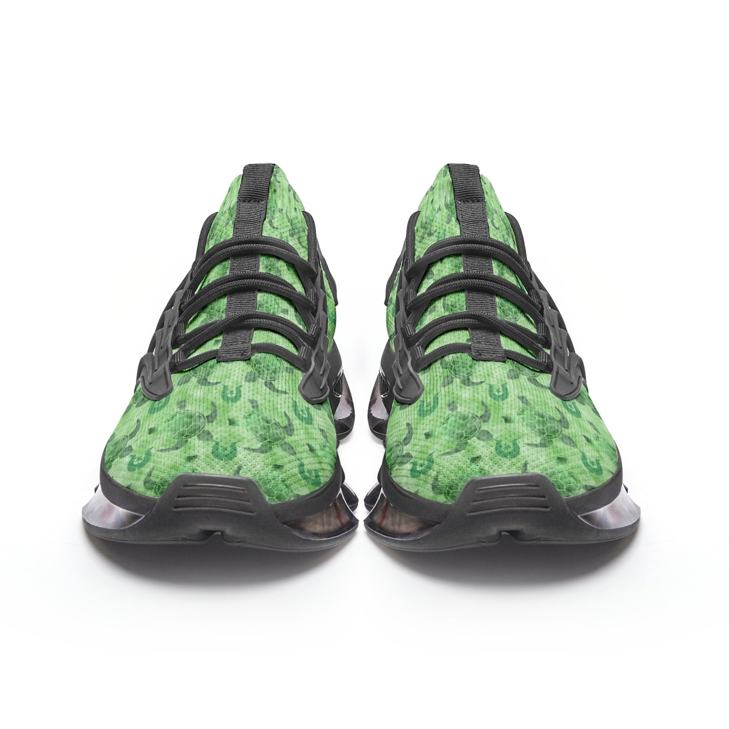 Green Turtle Pattern on Unisex Low Top Mesh Sneakers