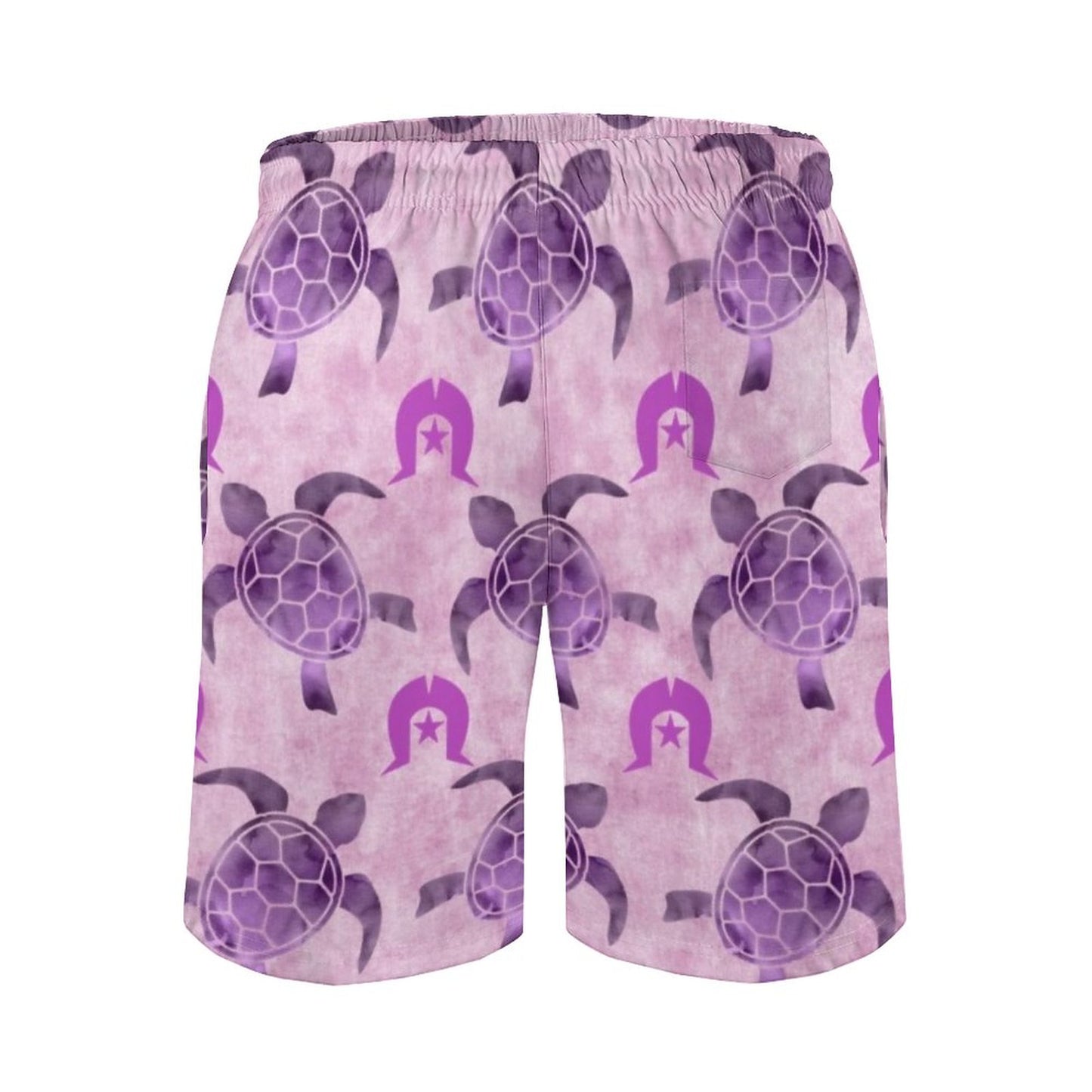 Purple Turtle Pattern on Men's Board Shorts