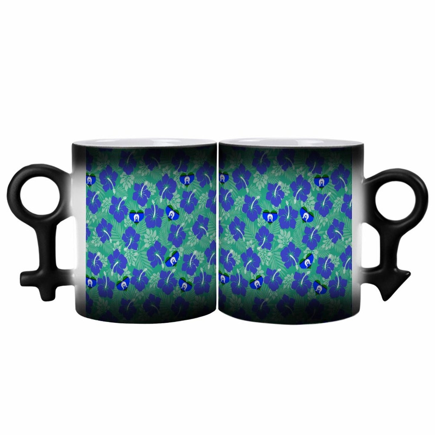 Hibiscus flowers with Torres Strait Heart Flag on Couple Symbol Color-Changing Mug