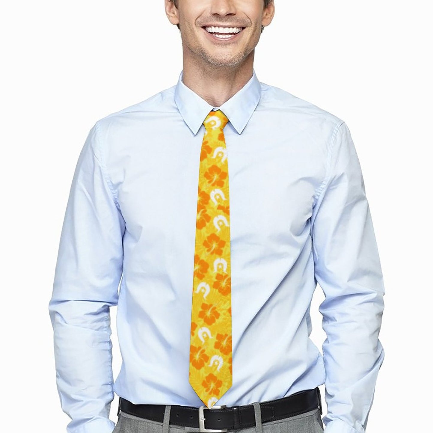 Hibiscus flowers with Dhari (Gold) on Men's Formal Tie