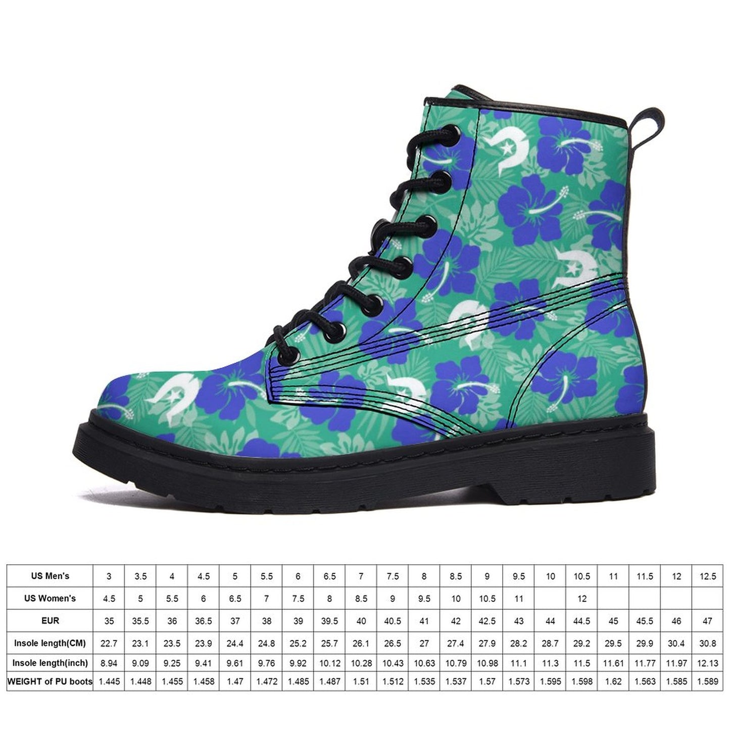 Royal Blue Hibiscus flowers with Dhari on Unisex Boots for Men and Women