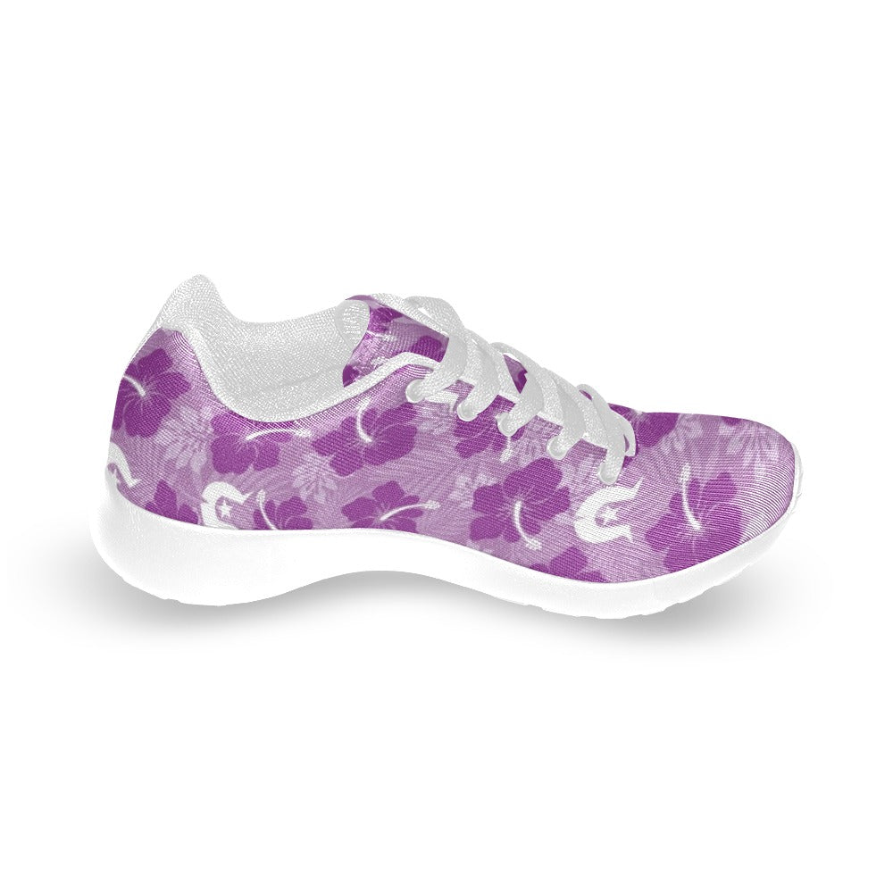 Hibiscus flowers with White Dhari (Royal purple) on Kid's Sneakers