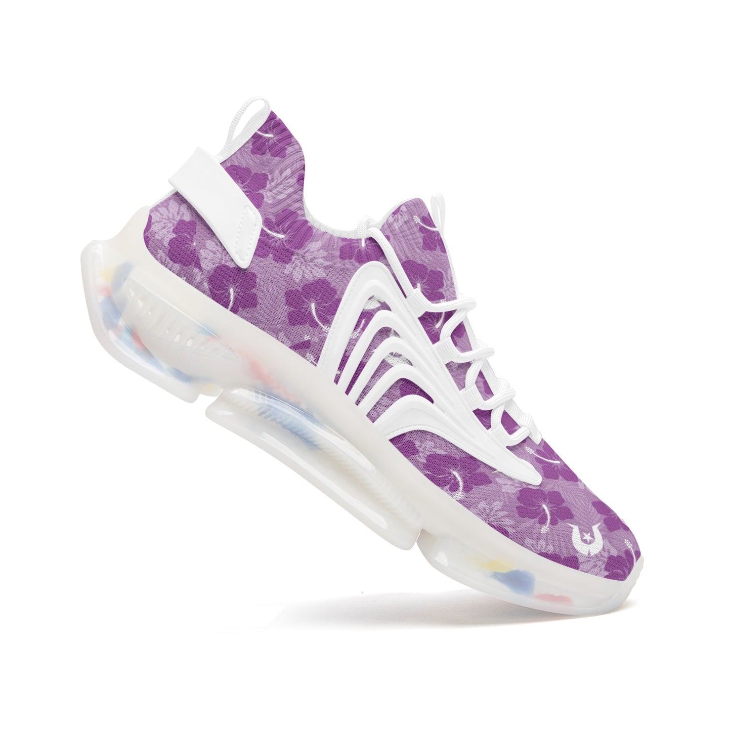 Hibiscus flowers with White Dhari (Royal purple) on Unisex Low Top Mesh Sneakers