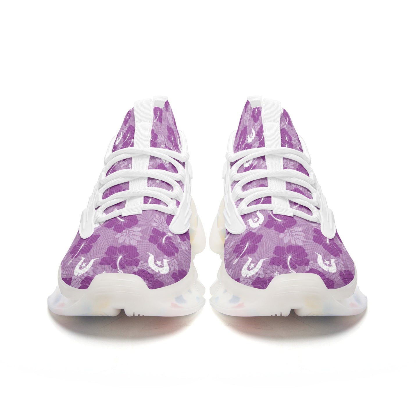Hibiscus flowers with White Dhari (Royal purple) on Unisex Low Top Mesh Sneakers