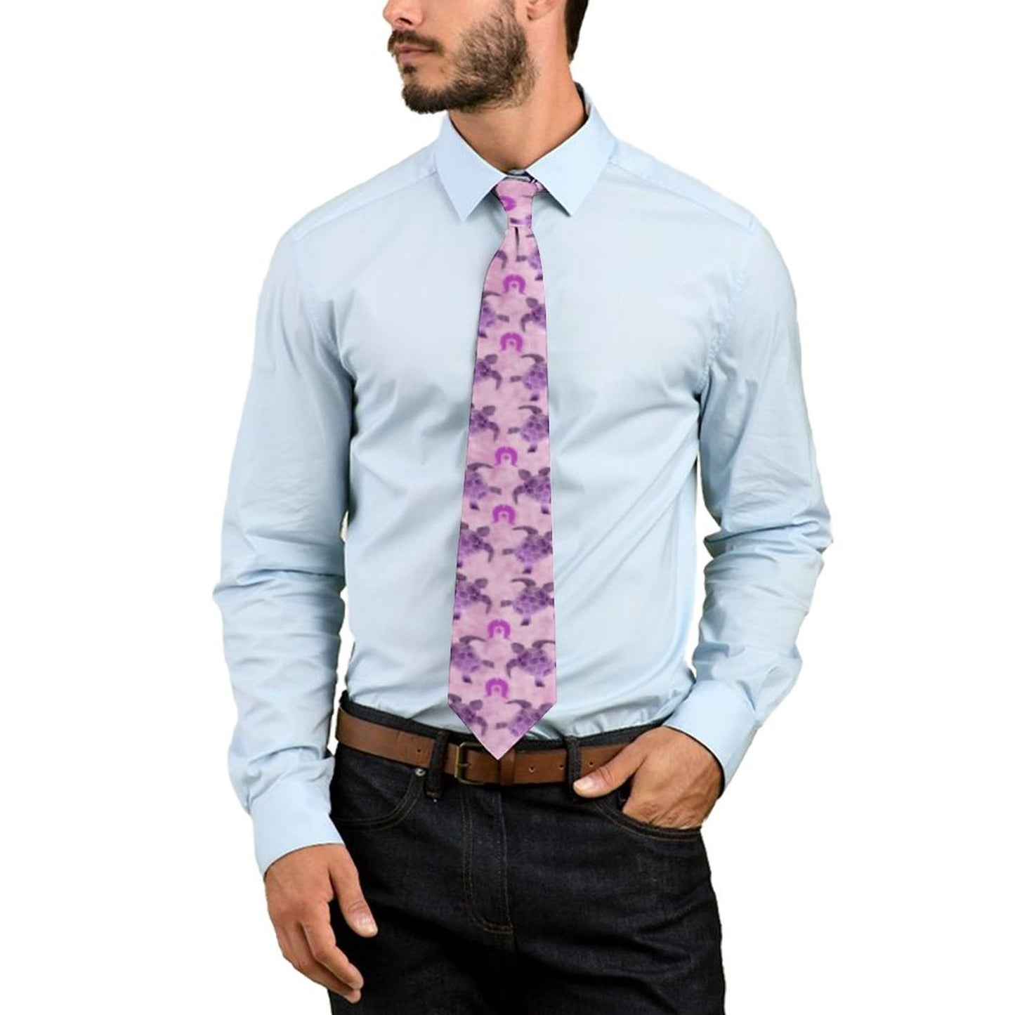 Purple Turtle Pattern on Men's Formal Tie