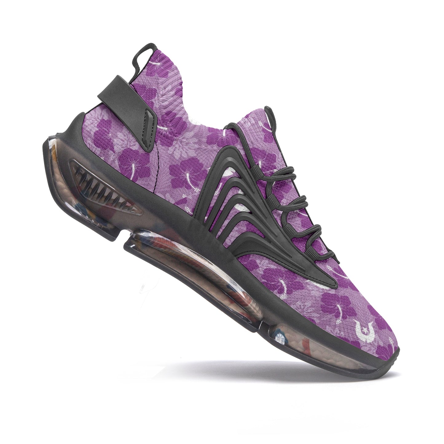 Hibiscus flowers with White Dhari (Royal purple) on Unisex Low Top Mesh Sneakers