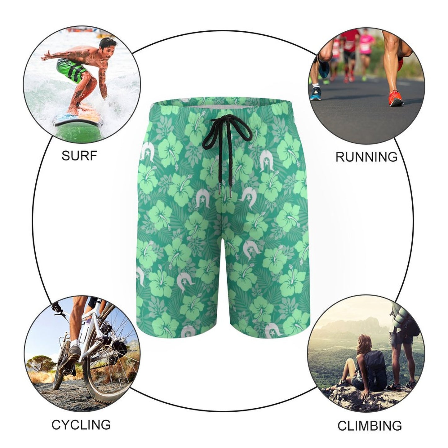 Hibiscus flowers with Dhari (Royal mint) on Kid's Beach Pants